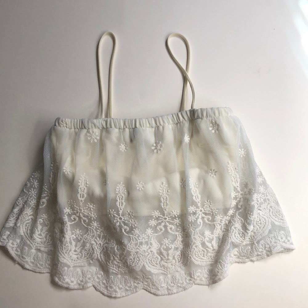 Cream lace crop top